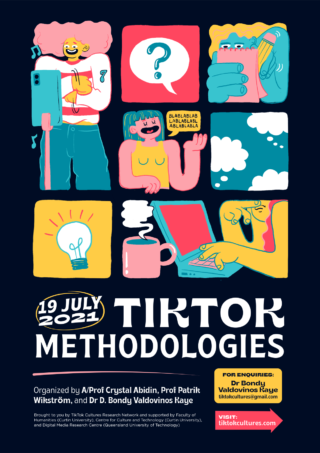 Brightly coloured animated images on a TikTok event poster