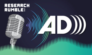 image of a microphone with sound waves and the letters AD in the sound waves